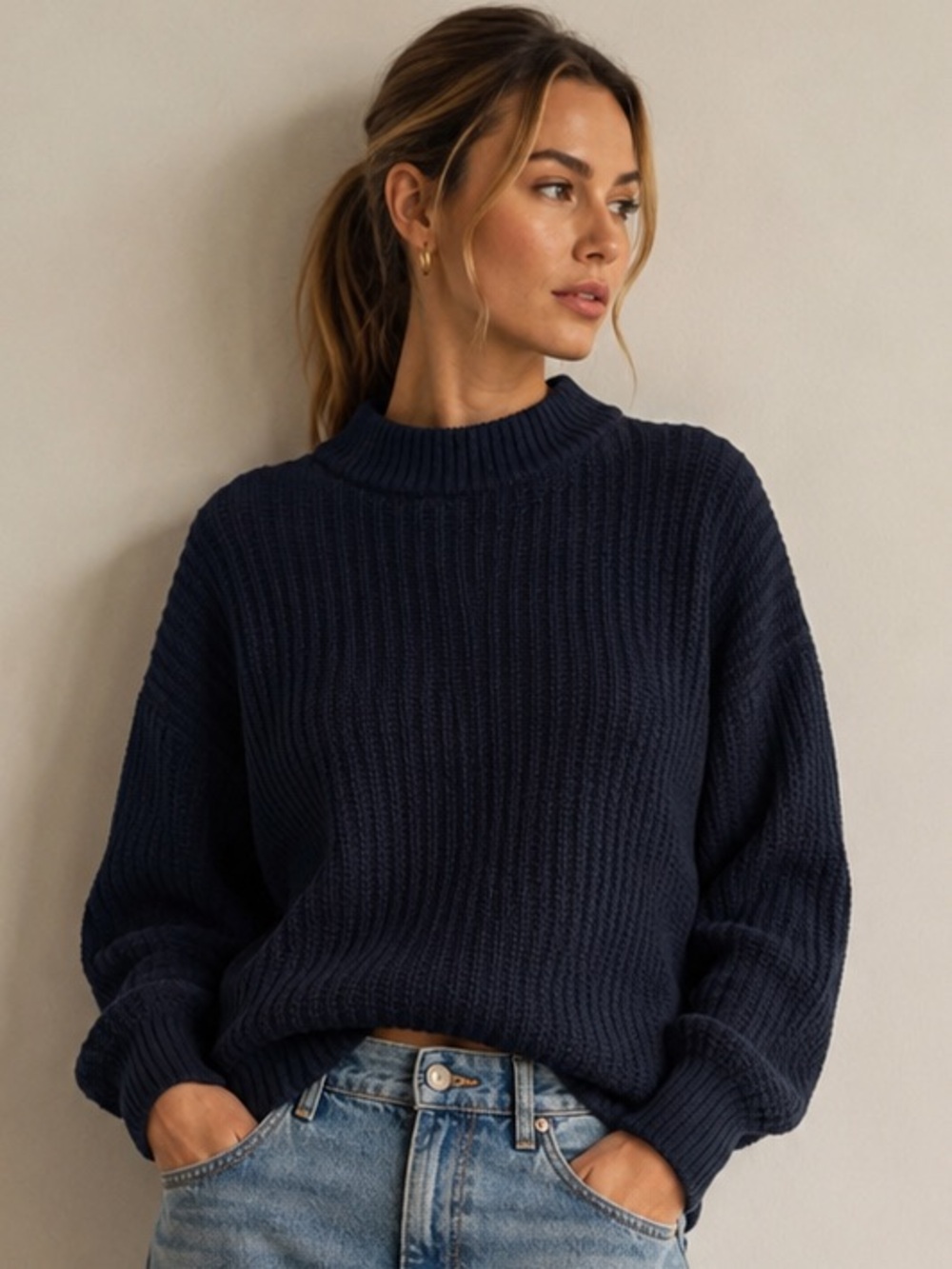 NWOT- Wilfred “Salette” Black Ribbed Chenille Knit Pullover